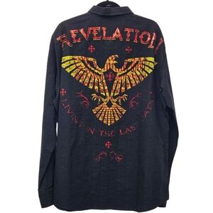 Eighty Eight Revelation Button Up LS Shirt XXL Black Graphic Design Cotton